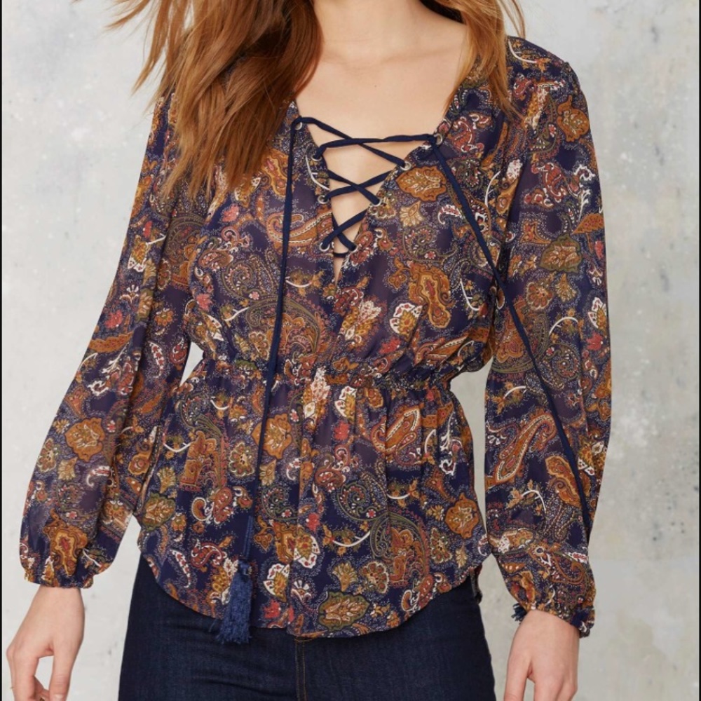 SALE! Paisley blue Sheer Blouse