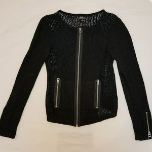 Lucky Brand open knit zip up sweater