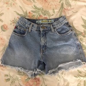 High waisted denim shorts