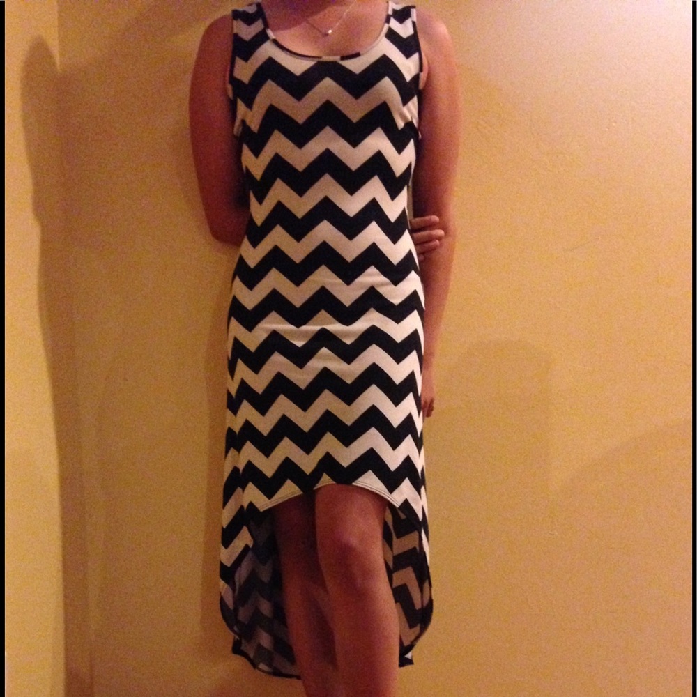 Women's high-low chevron patterned dress.