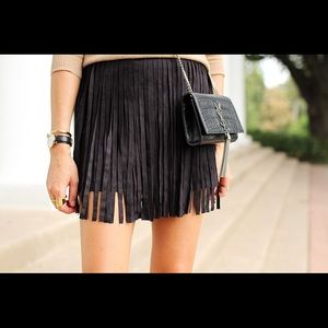 BB Dakota suede fringe skirt in black