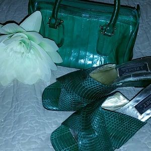 Genuine Eel Skin Mini Satchel Purse