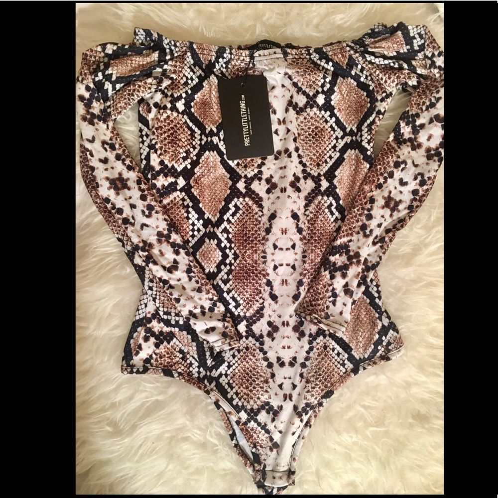 NWT Snakeskin Off the Shoulder Bodysuit