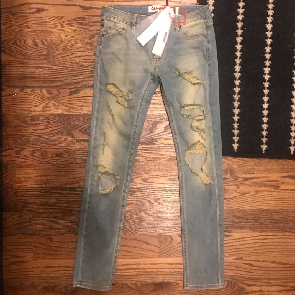 Off-White distressed denim