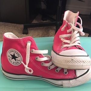 Hot pink high top converse