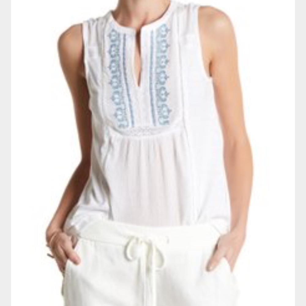 Lucky brand embroidered peasant blouse small