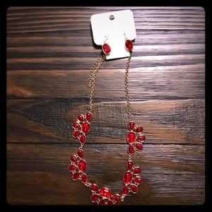 Red necklace and earring set, NWT