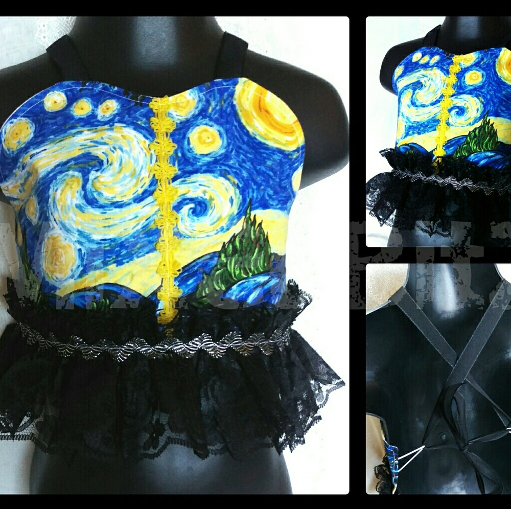 MixedBitZ Starry Night crop top- fits 18m-3/4T