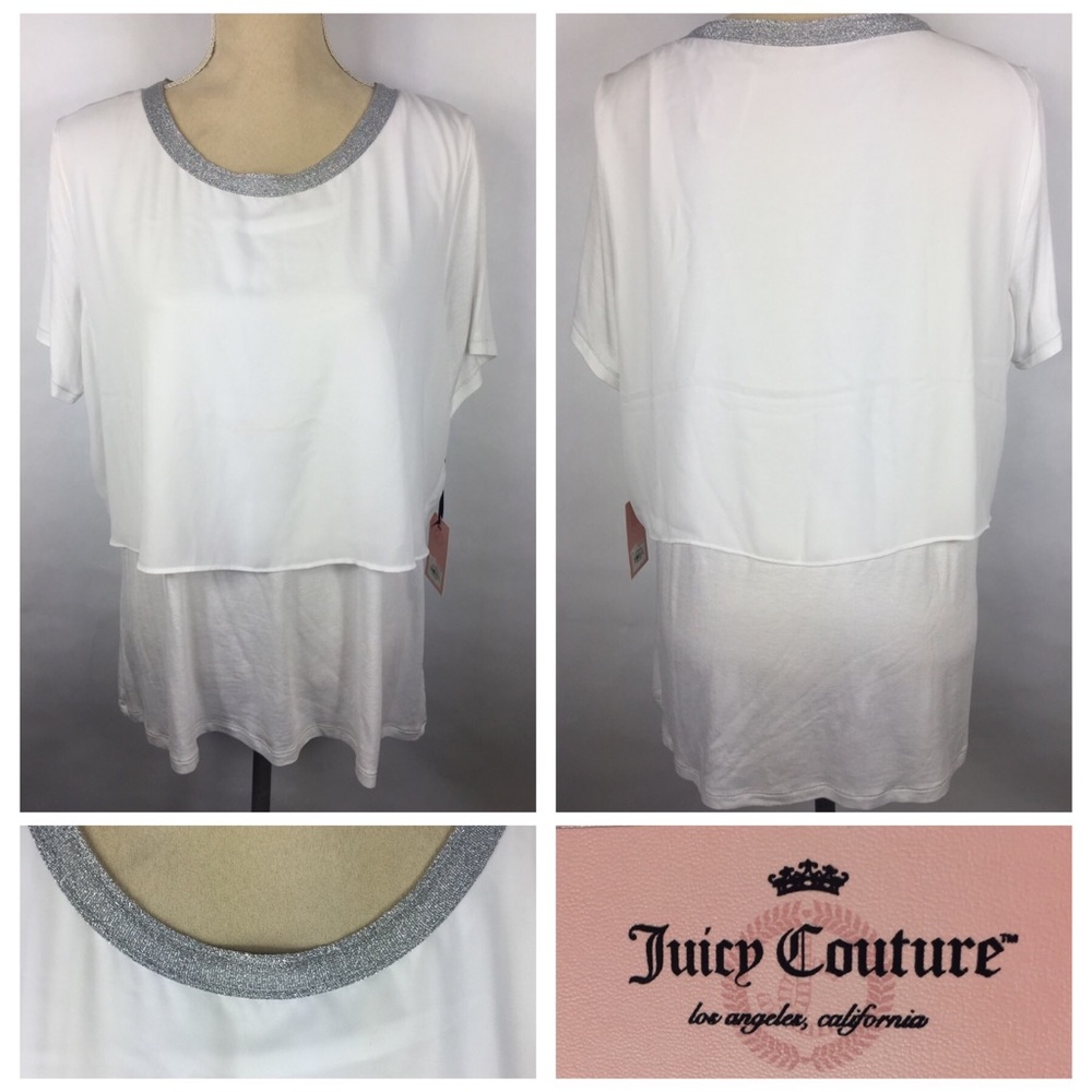 Juicy Couture Dressy T-Shirt Metallic Trim NWTs XL