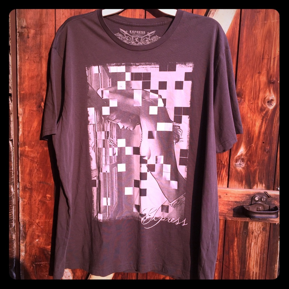 Men's XL Grey Express Tshirt w/ woman print EUC