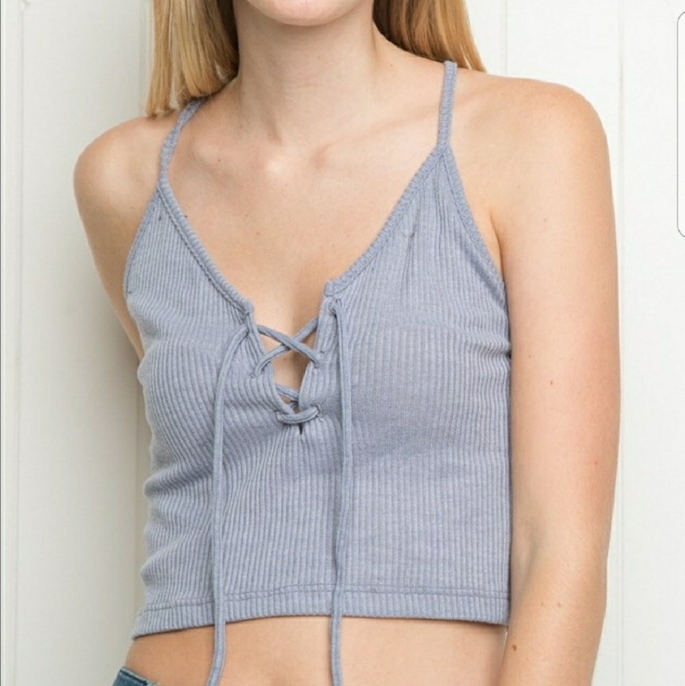 John Galt White Lace Up Tank