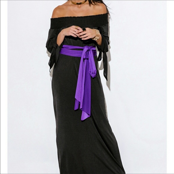 💛Off the Shoulder Maxi/RED SASH BELT - Picture 4 of 6