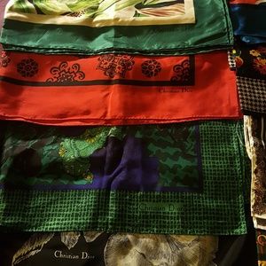 12 Christian Dior vintage silk scarves