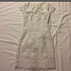 Refreshing Signature White Geometric Dress!