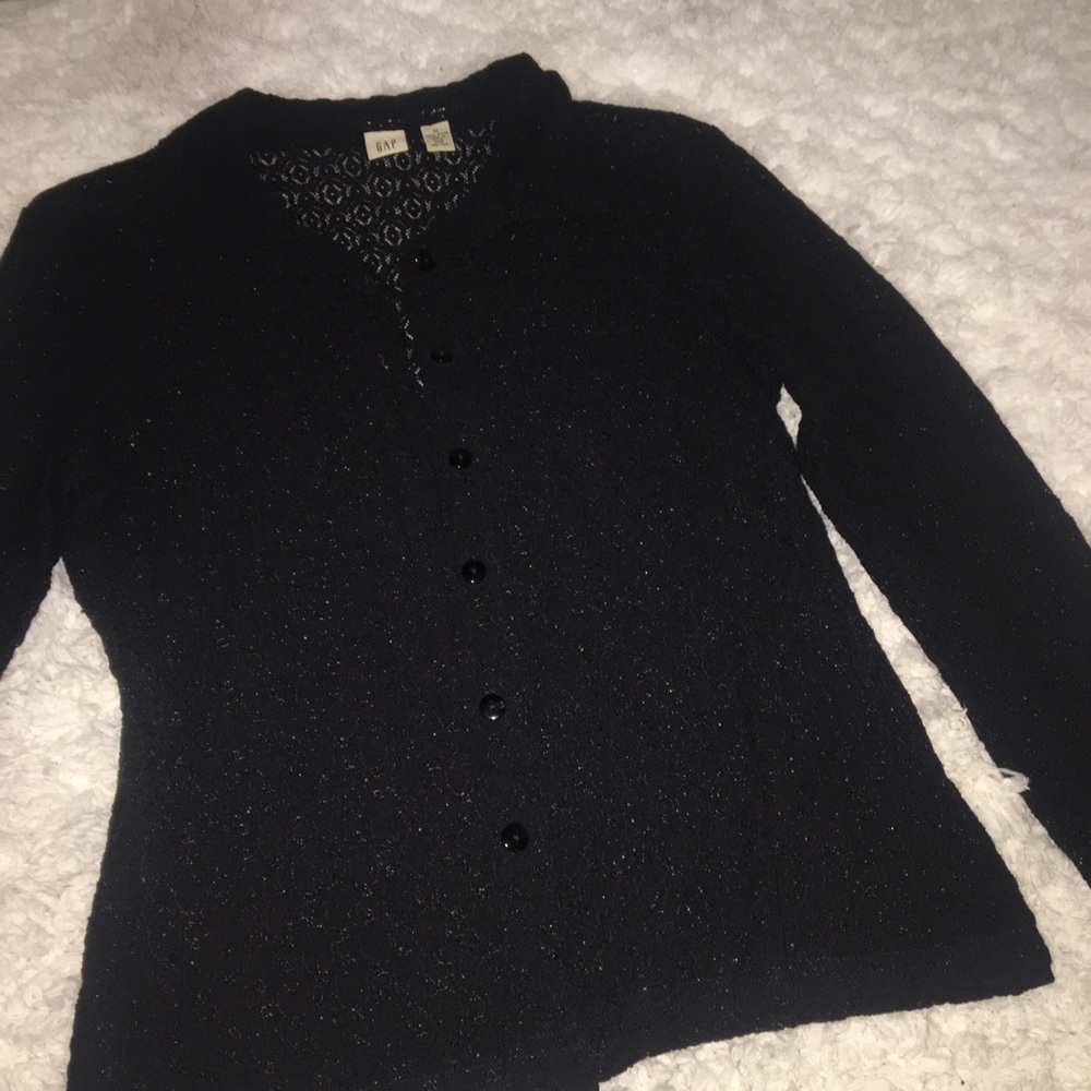 Black see through lace button up