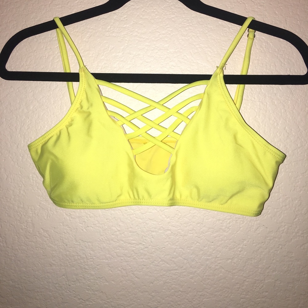 NEW Yellow Criss Cross Bikini Top W/Floral Bottoms