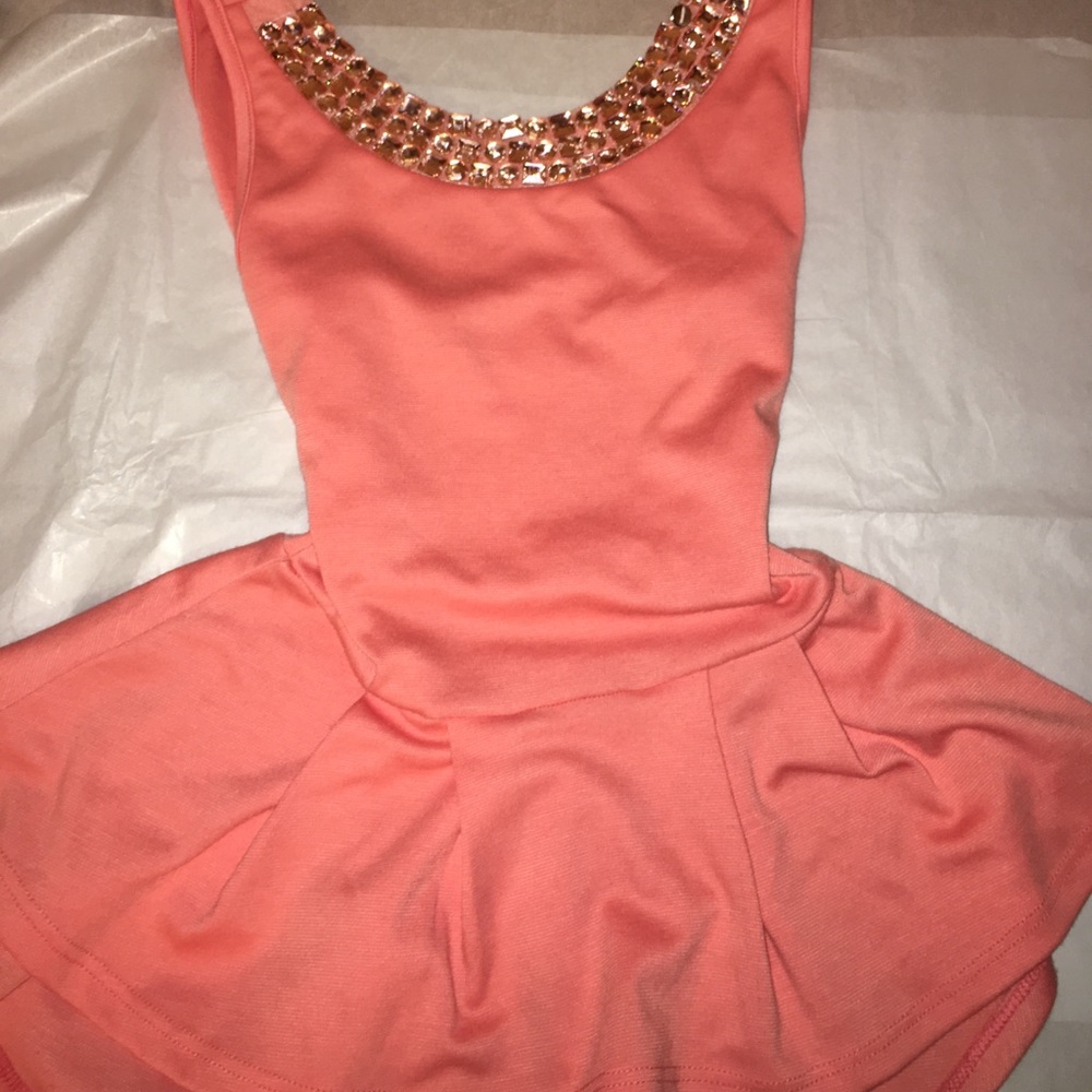 Coral color,embroidered top