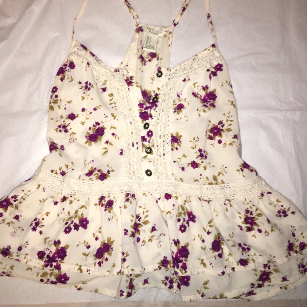White and Purple floral crop top