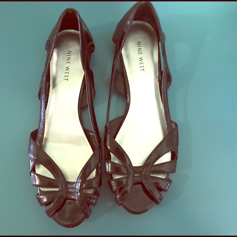 Nine West Black Patent Leather Dressy Cutout Flats