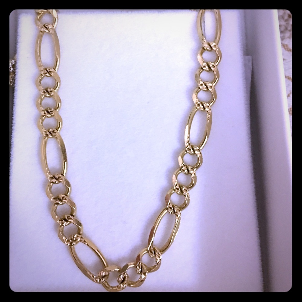 14k gold solid figaro bracelet