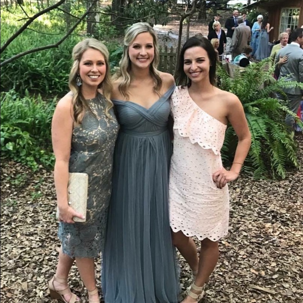 LOFT over the shoulder eyelet dress