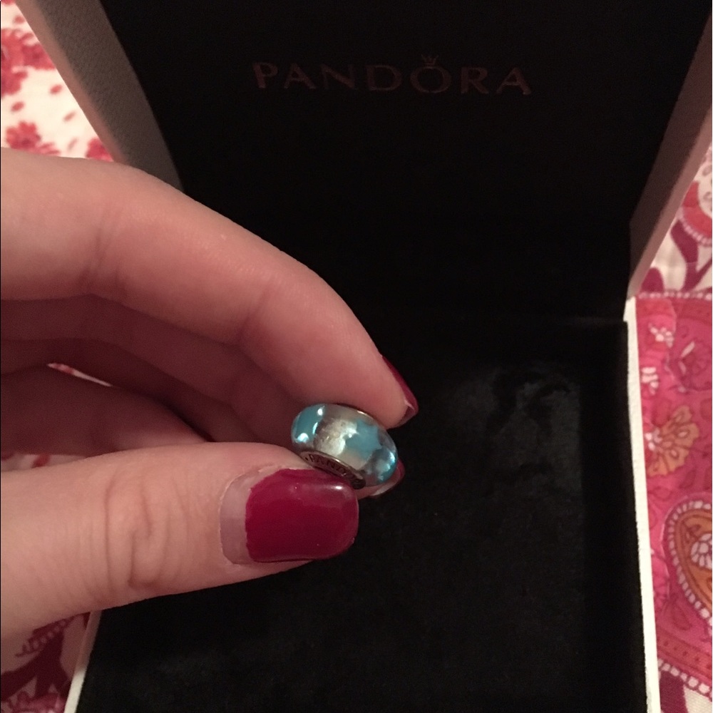 Authentic preowned pandora Murano glass blue stars