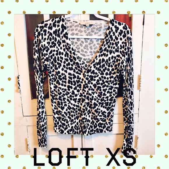 LOFT Sweaters - LOFT Animal Print B&W Cardigan