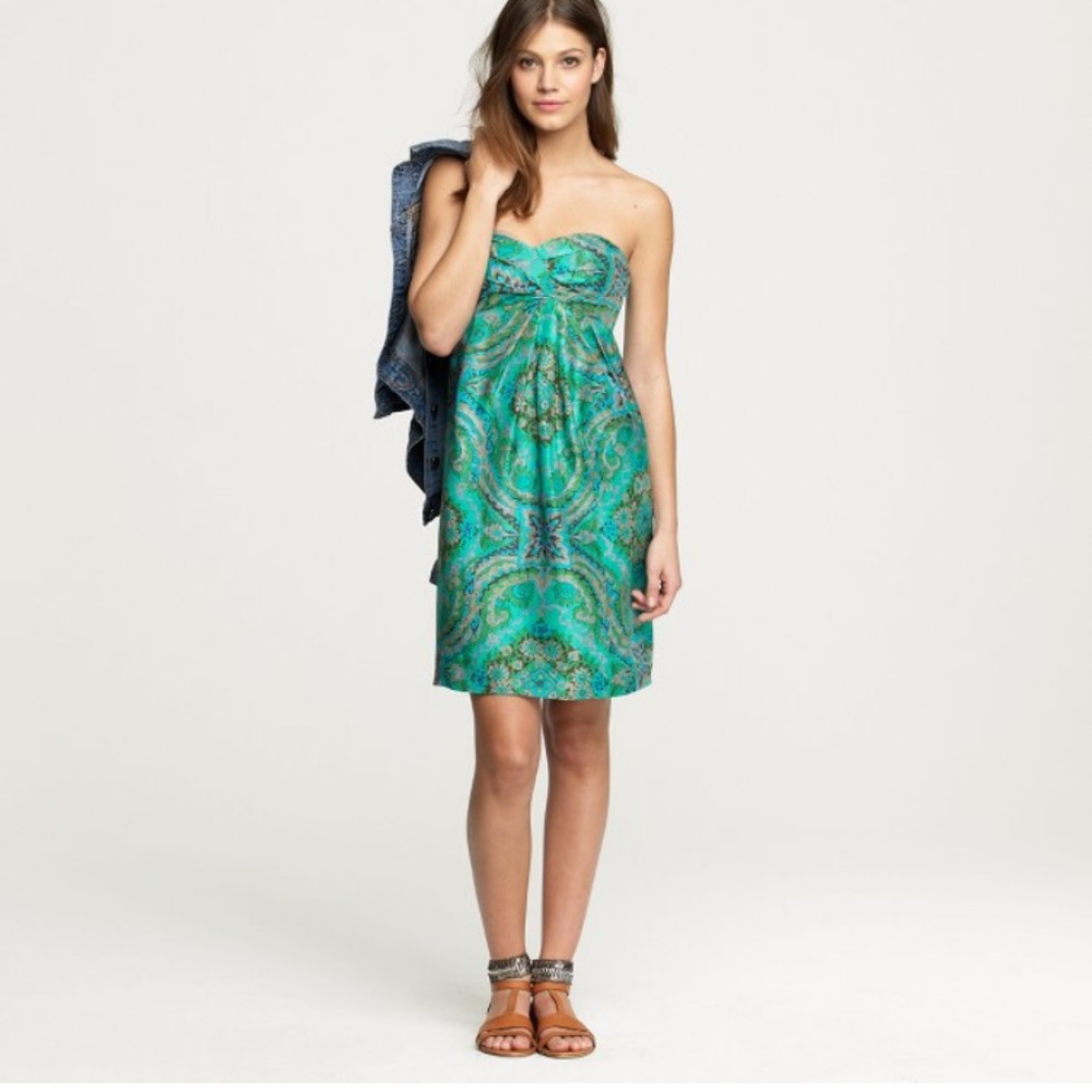 J. CREW "Casbah" strapless paisley dress