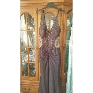 Brown Tony Bowls Evening Gown
