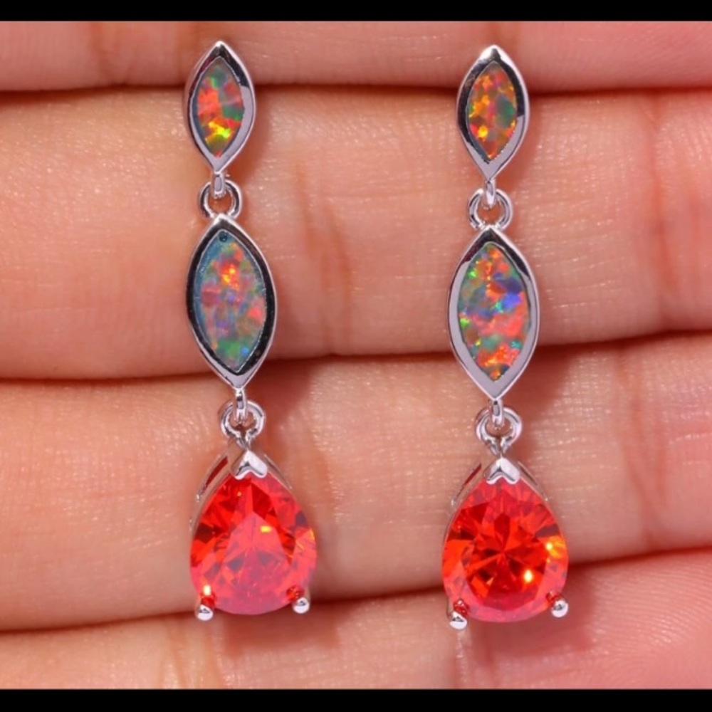 Orange Opal Fashion Earrings