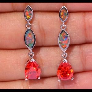 Orange Opal Fashion Earrings