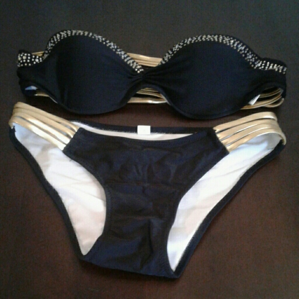 Black and gold studded bikini