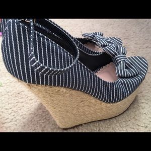 Blue and White stripped shoes