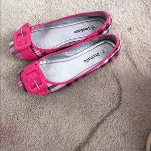 Pink plaid flats