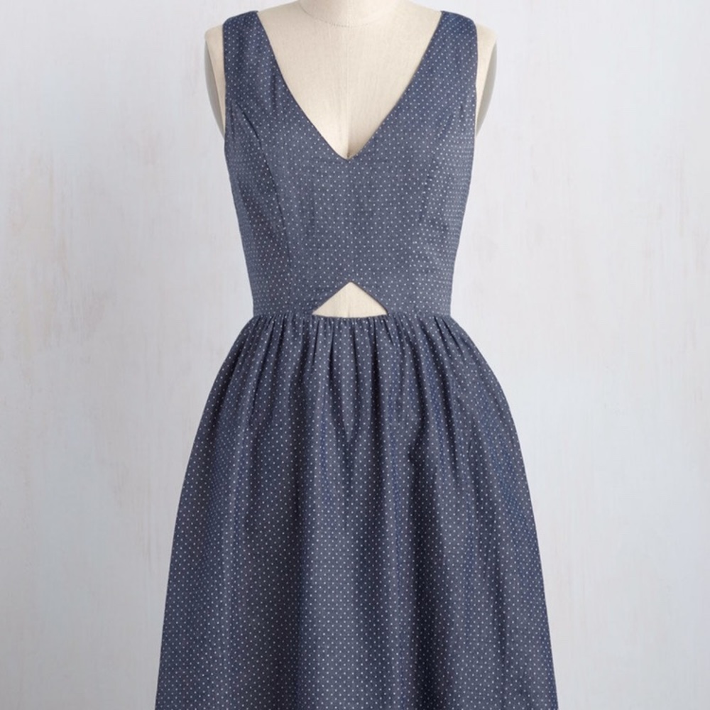 The Fun Has Just Begun Denim Dress Modcloth sz S
