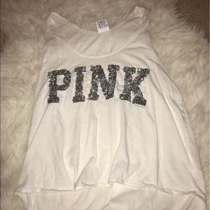PINK White Sparkle Tank
