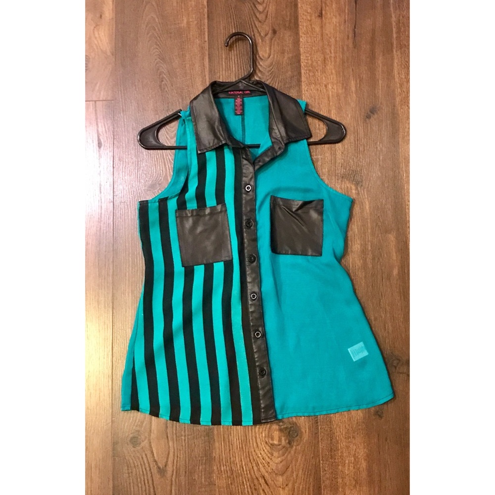 Teal and Black Button up Tank
