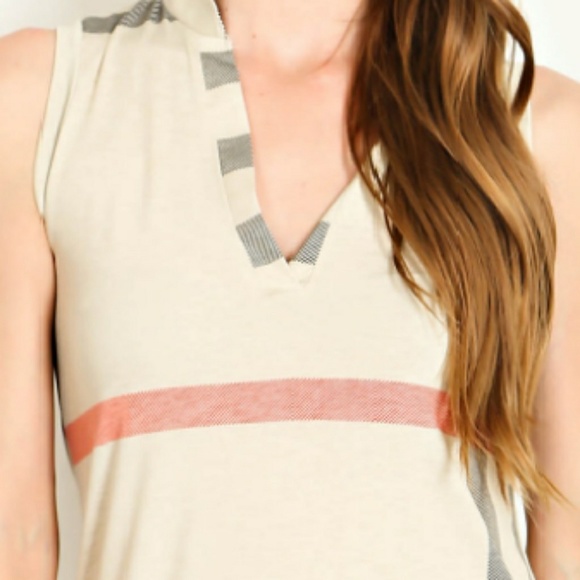 Plaid Beige Sleeveless Top Size Small Last One - Picture 2 of 4