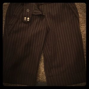 Brown Pinstripe Slack Shorts