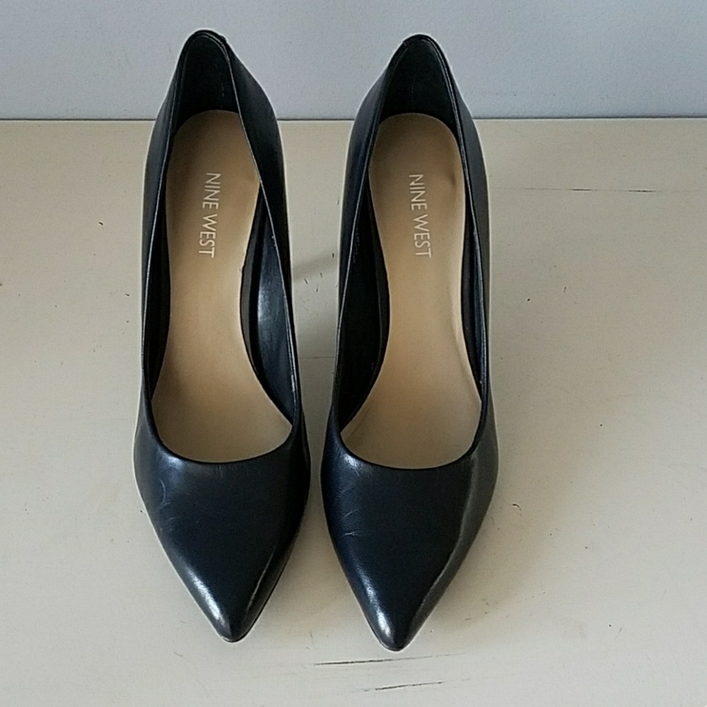 Nine West Navy Leather Pumps