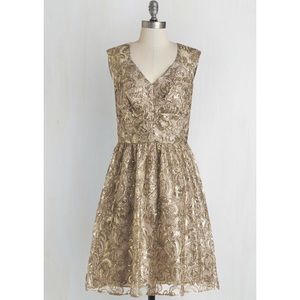 ModCloth Twinkling at Twilight Dress in Champagne