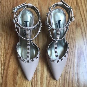 Valentino-Style nude encrusted heel