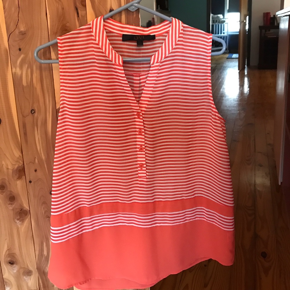 Medium White and orange stripped blouse