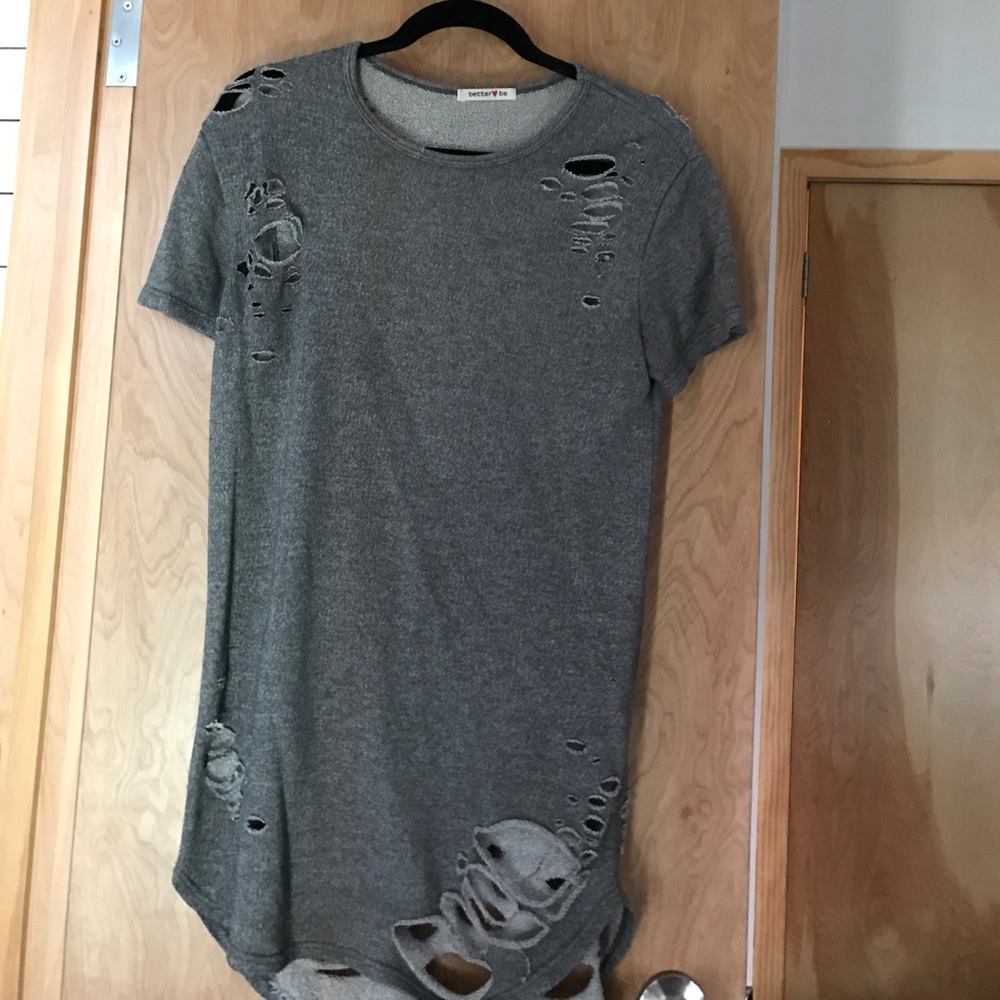 Distressed T Shirt Dress (Yeezy Inspired)
