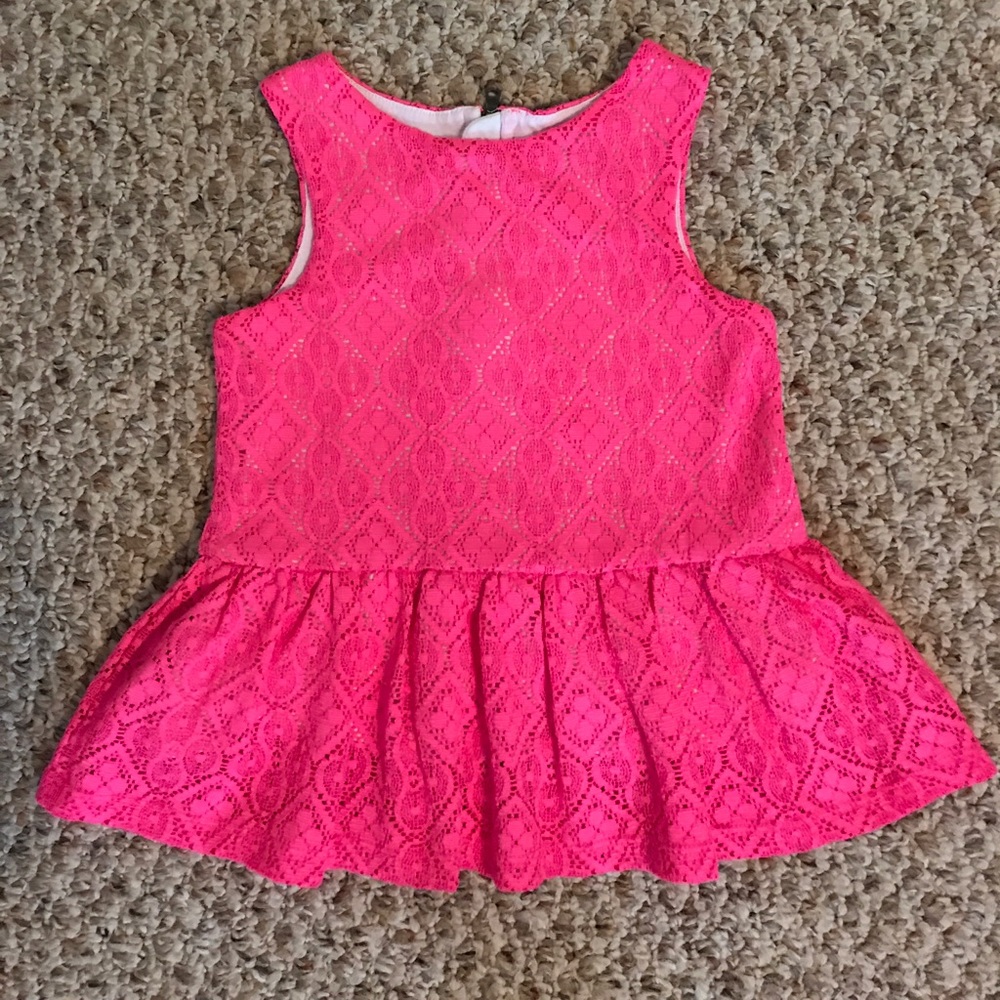 Pink lace peplum shirt. Size 4t EUC