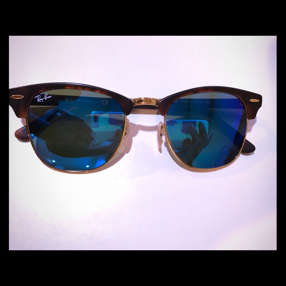 Rayban clubmaster w/ blue flash lenses