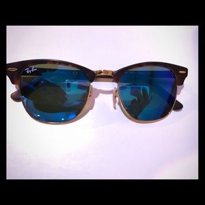 Rayban clubmaster w/ blue flash lenses