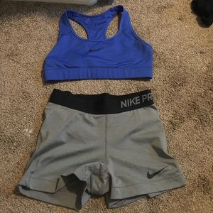 Nike pro sports bra and spandex