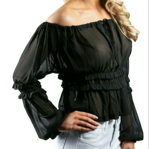 Gypsy Off Shoulder Sheer Top - Picture 2 of 3
