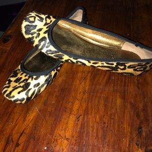 Animal print fur  nine west flats